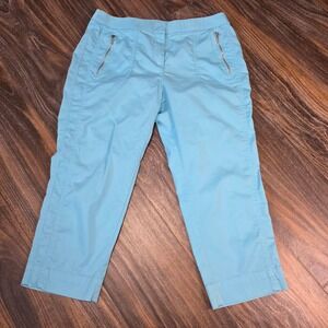 Zenergy by Chico's Petite Cropped Capri Pants Light Blue Zipper Pockets Size 0.5